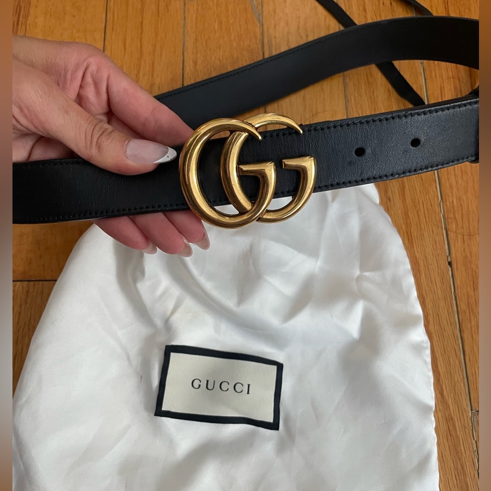SOLD- AUTHENTIC GUCCI Marmont Leather belt with Double G buckle size 95